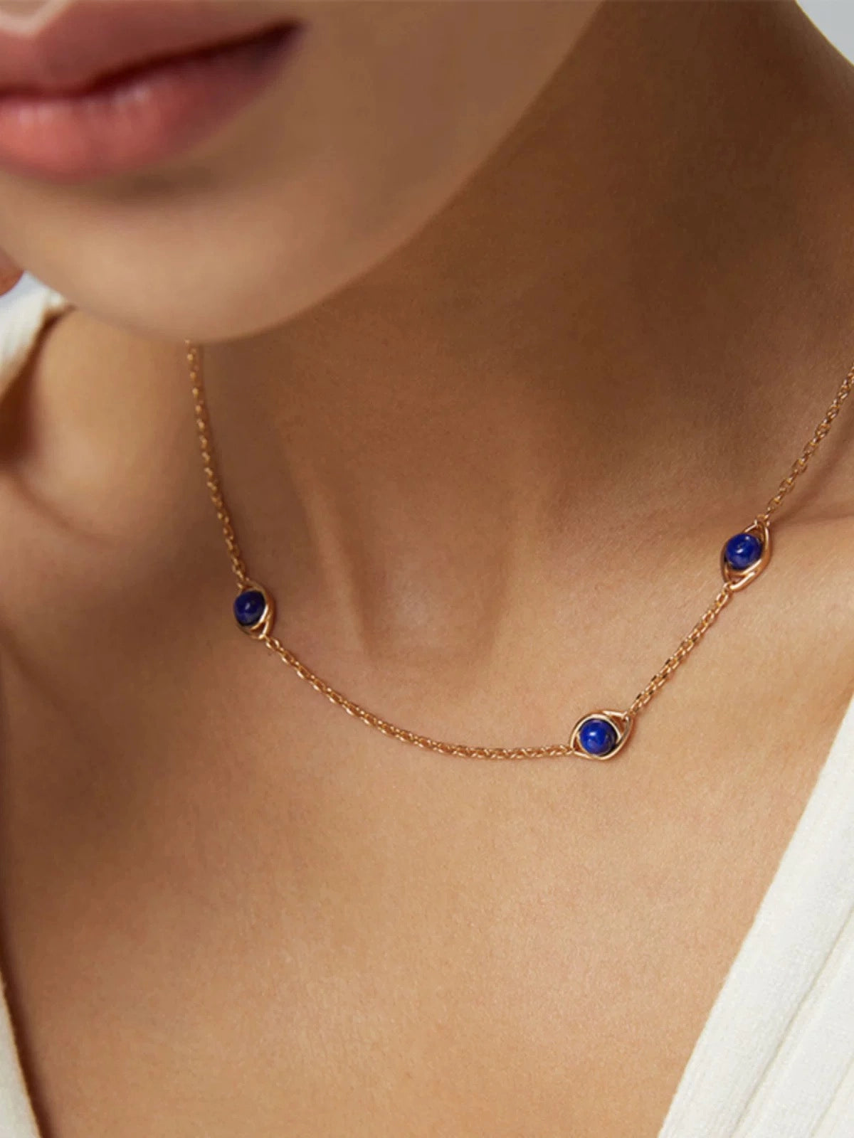 The One1| Lapis Lazuli Necklace, S925 Silver, Affordable luxury, Vintage Gold Finish